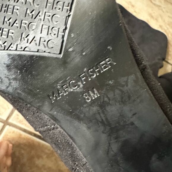 Marc Fisher Over the Knee Block Heeled Black Suede Stretch Boots Size 8 - Picture 8 of 12